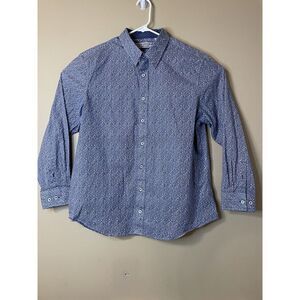 Nick Graham‎ XL Long Sleeve Blue/White Pasley Button Down Shirt Cuff Sleeves